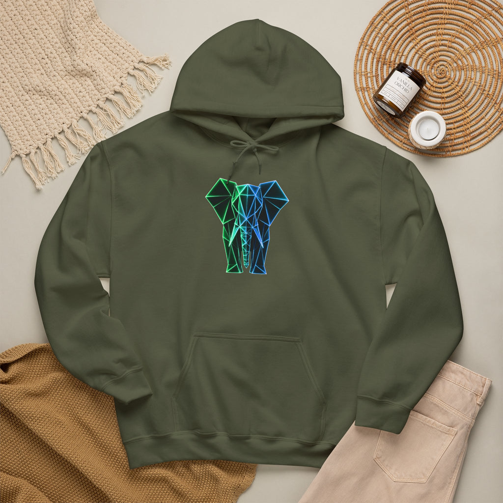 Origami Elephant Hoodie. Wisdom Instinct Sweatshirt