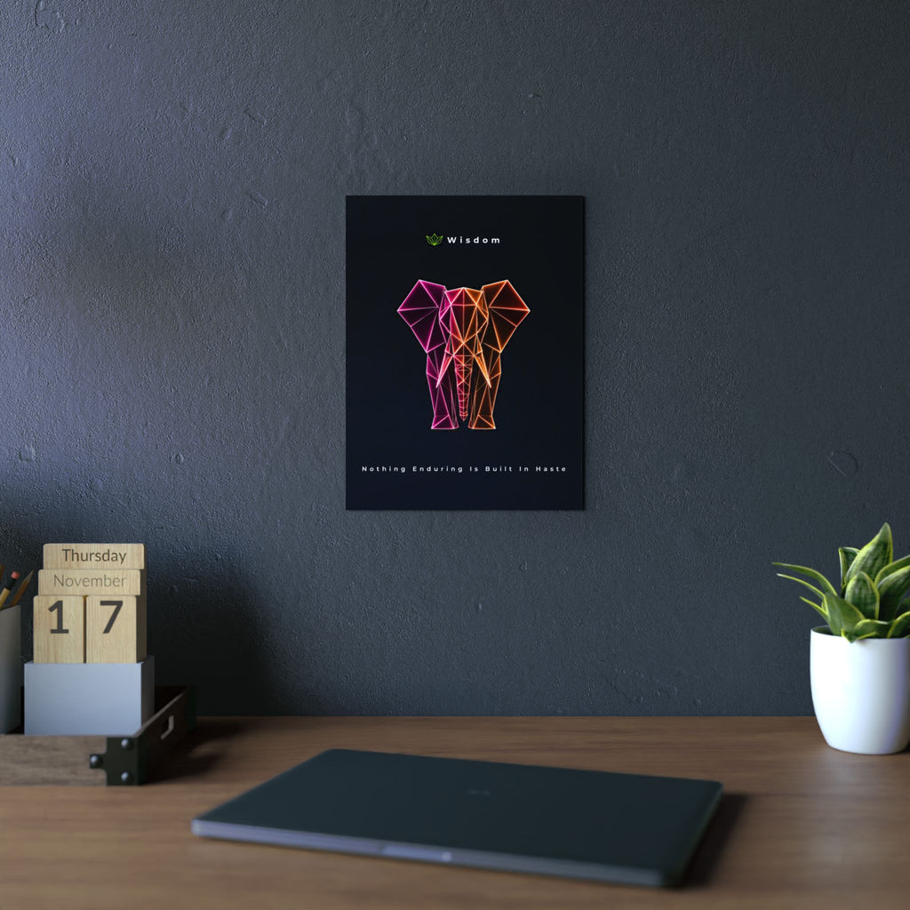 Geometric Neon Elephant Aluminum Composite Panel | Modern Wall Art, Wisdom Quote
