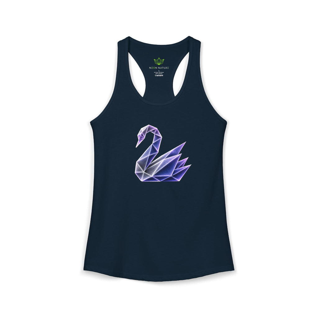 Origami Neon Swan Racerback Tank. Grace Instinct Tank