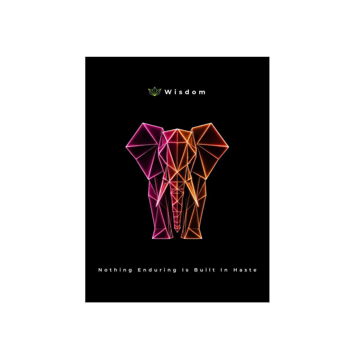 Geometric Neon Elephant Aluminum Composite Panel | Modern Wall Art, Wisdom Quote