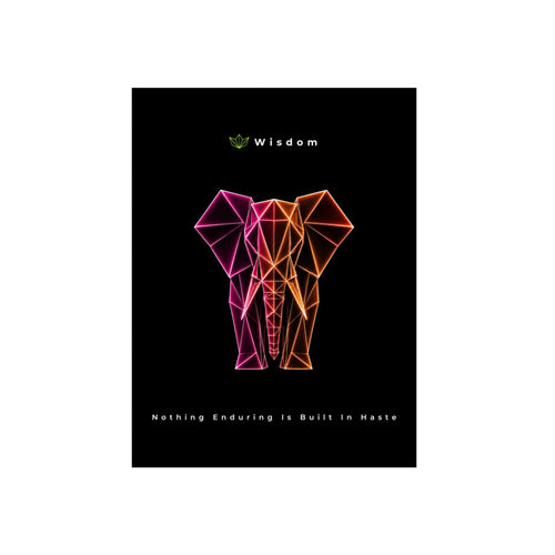 Geometric Neon Elephant Aluminum Composite Panel | Modern Wall Art, Wisdom Quote