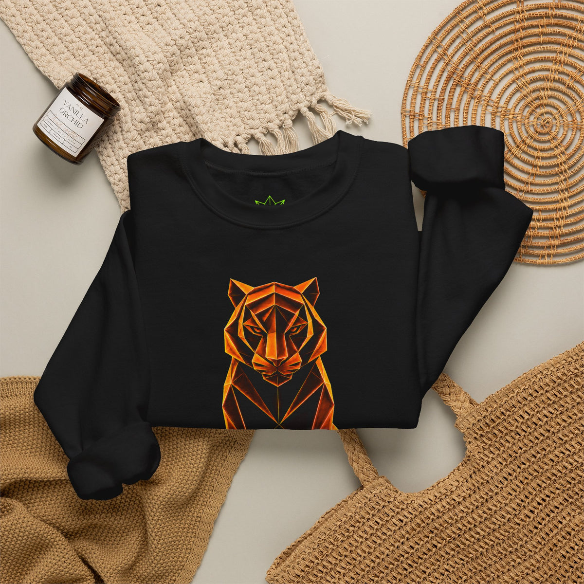 Origami Tiger Illustration Sweatshirt | Inner Power Instinct Sweatshirt