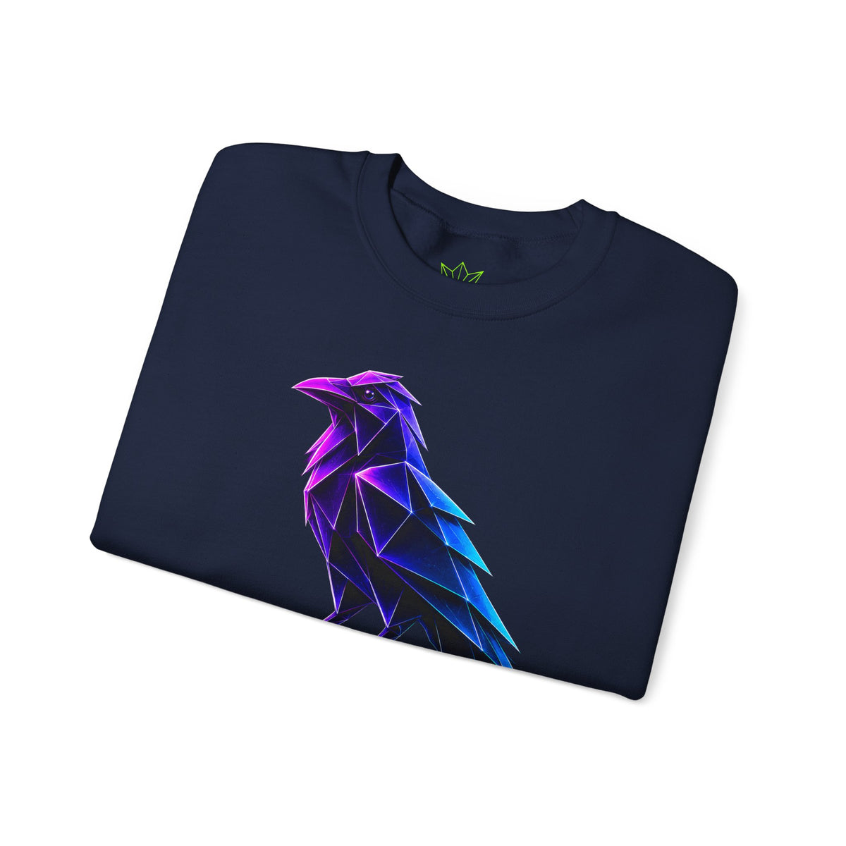 Origami Neon Raven Crewneck Sweatshirt | Mystery Instinct Crewneck Sweatshirt