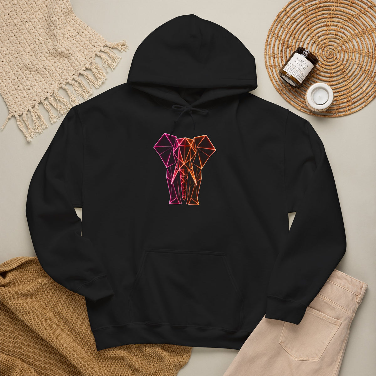 Origami Elephant Hoodie. Wisdom Instinct Sweatshirt