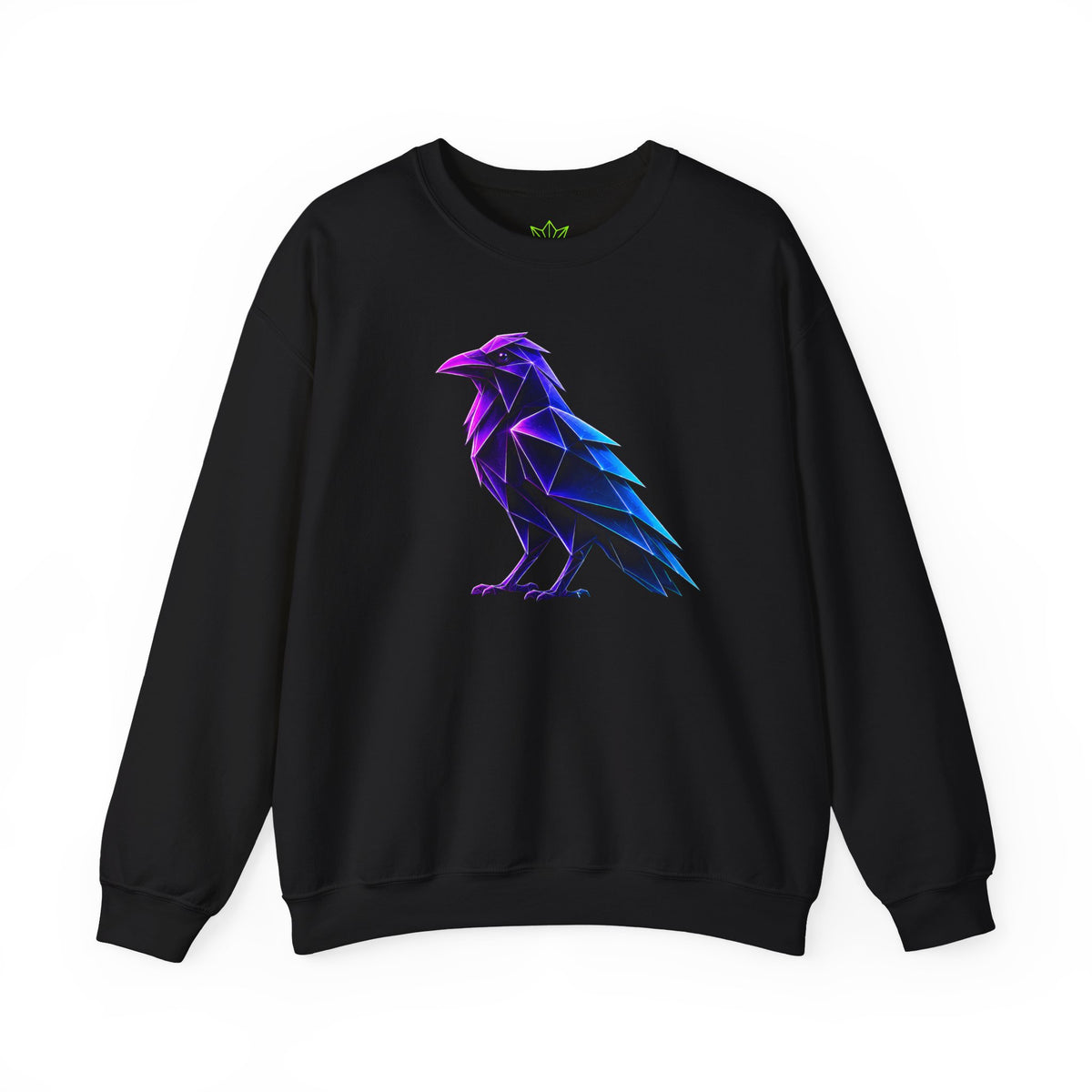 Origami Neon Raven Crewneck Sweatshirt | Mystery Instinct Crewneck Sweatshirt
