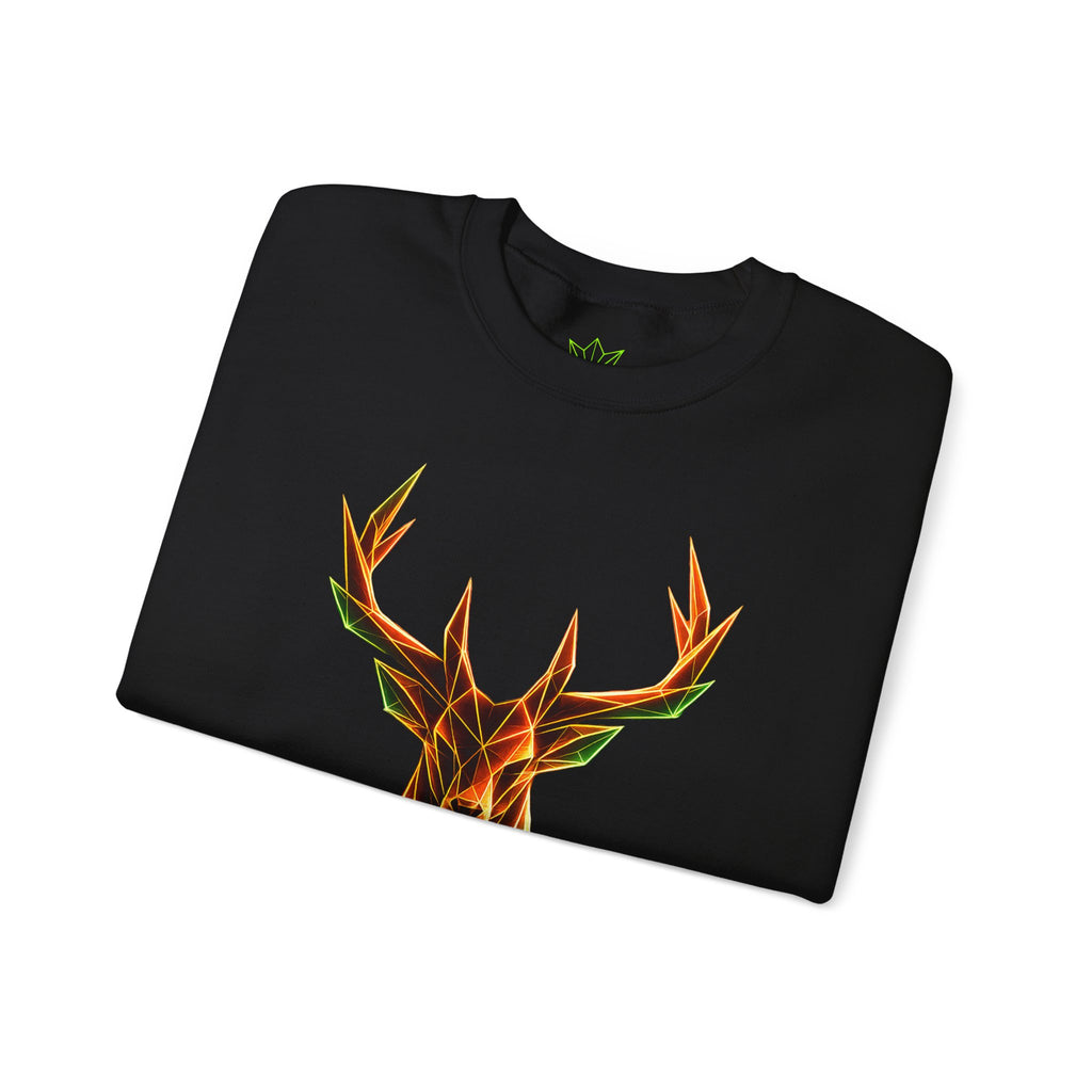 Origami Neon Deer Head Sweatshirt. Freedom Instinct Crewneck Sweatshirt