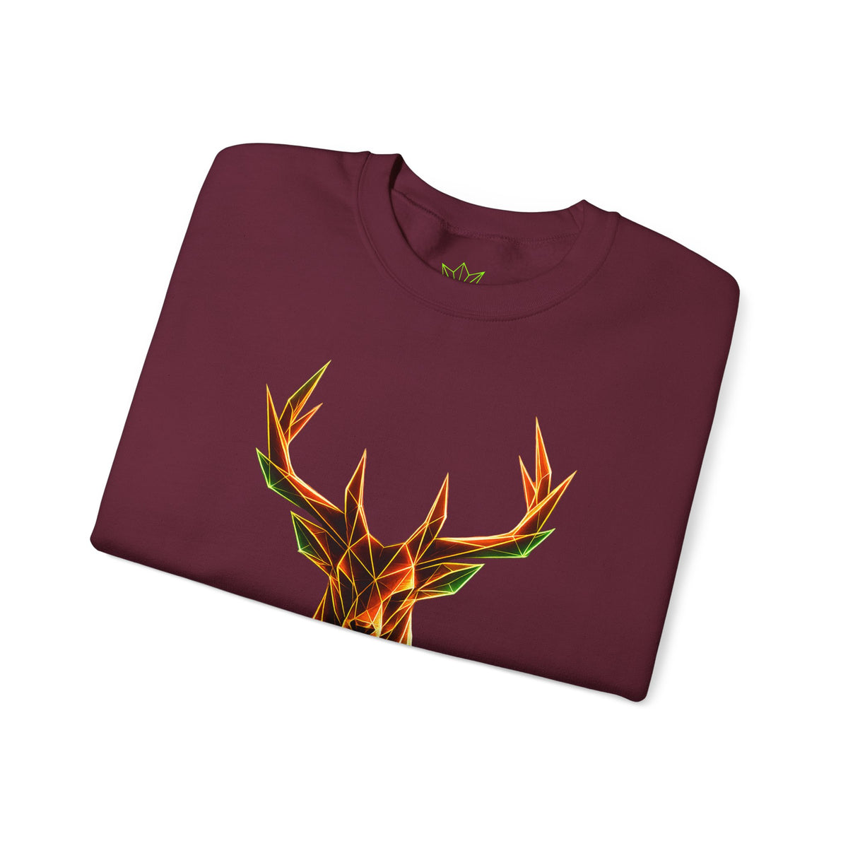 Origami Neon Deer Head Sweatshirt. Freedom Instinct Crewneck Sweatshirt