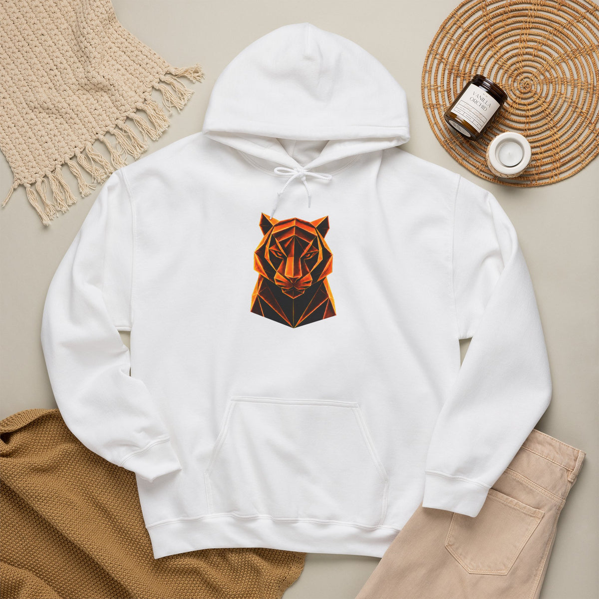 Origami Tiger Hoodie. Inner Power Instinct Sweatshirt