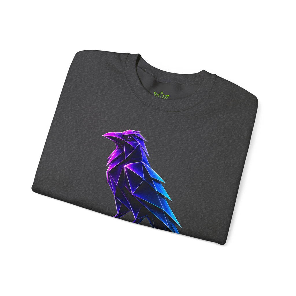Origami Neon Raven Crewneck Sweatshirt | Mystery Instinct Crewneck Sweatshirt