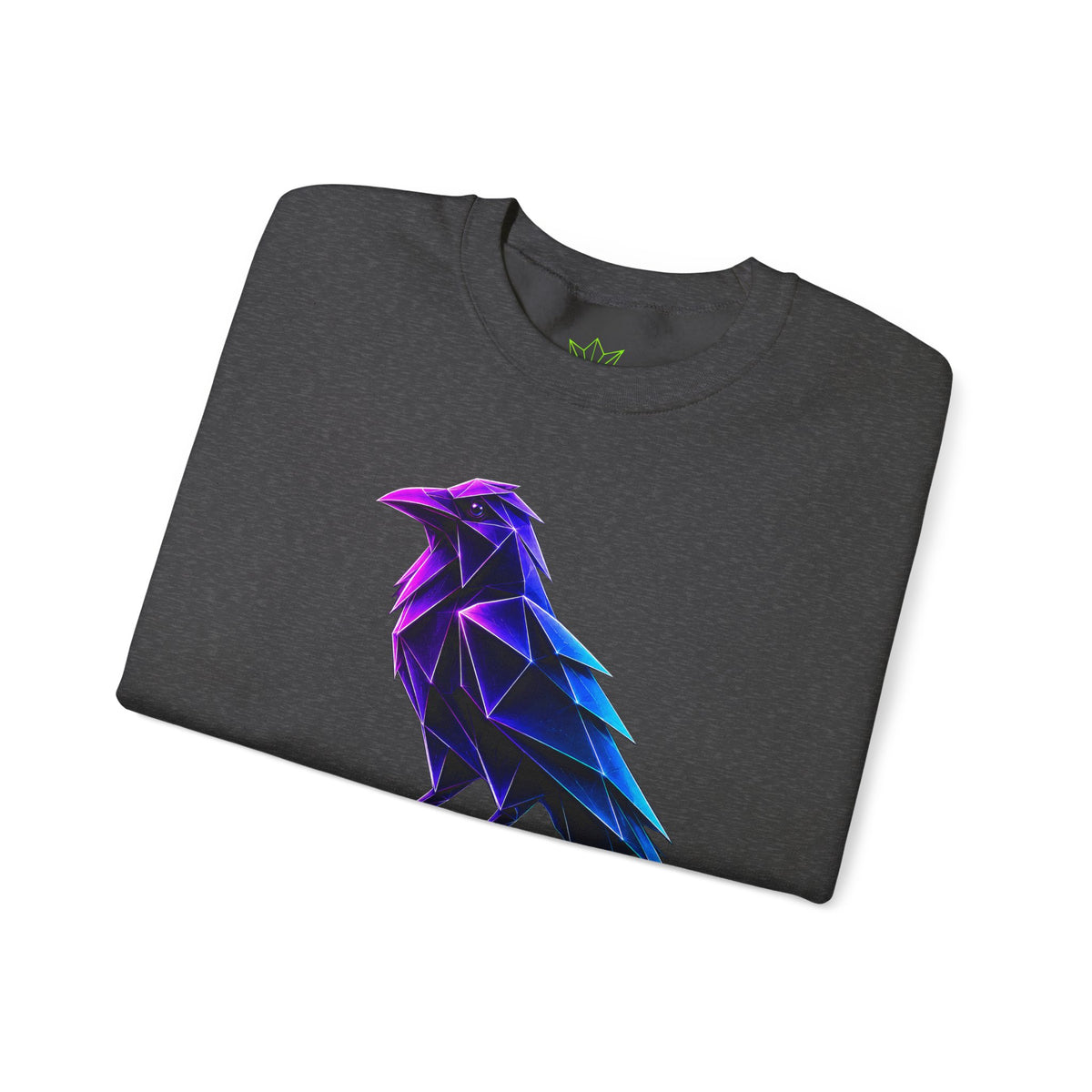 Origami Neon Raven Crewneck Sweatshirt | Mystery Instinct Crewneck Sweatshirt