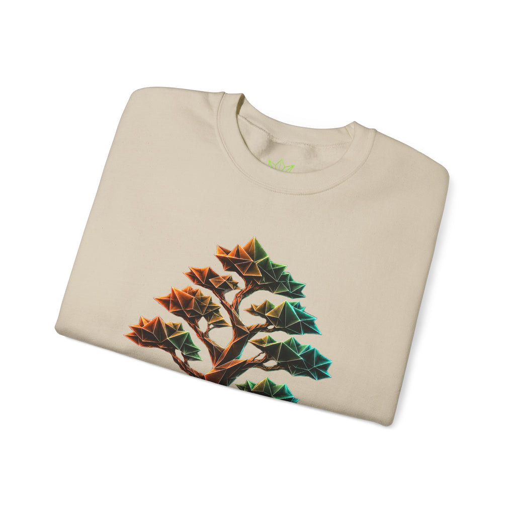 Origami Tree Unisex Heavy Blend™ Crewneck Sweatshirt. Grounding Instinct Sweatshirt