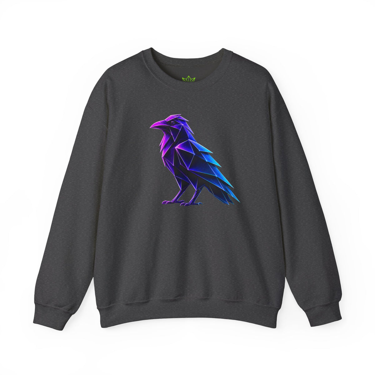 Origami Neon Raven Crewneck Sweatshirt | Mystery Instinct Crewneck Sweatshirt