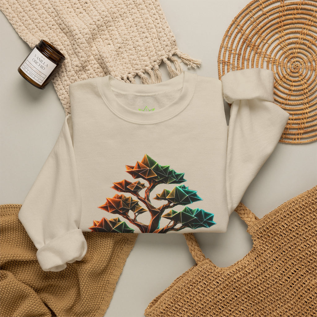 Origami Tree Unisex Heavy Blend™ Crewneck Sweatshirt. Grounding Instinct Sweatshirt