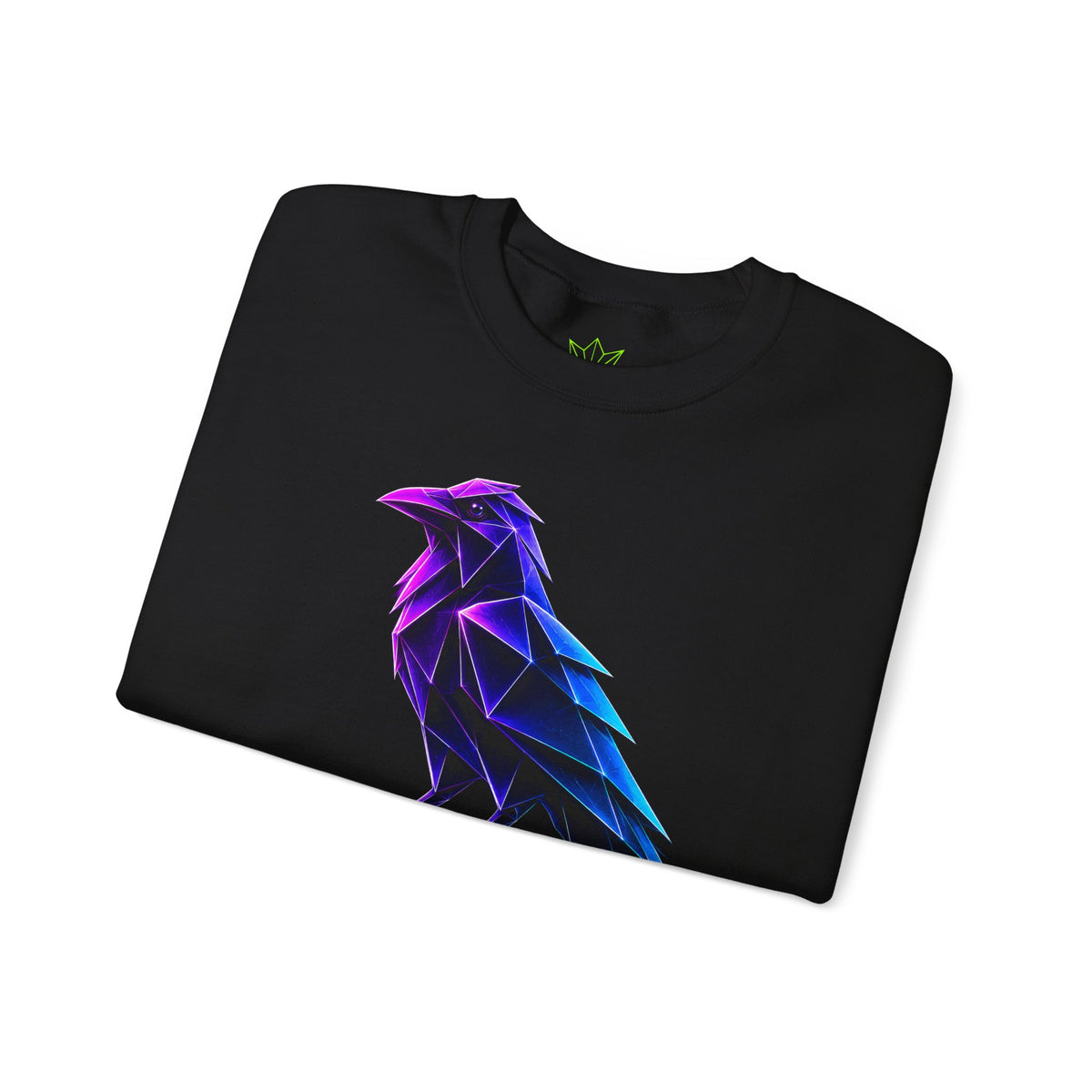 Origami Neon Raven Crewneck Sweatshirt | Mystery Instinct Crewneck Sweatshirt