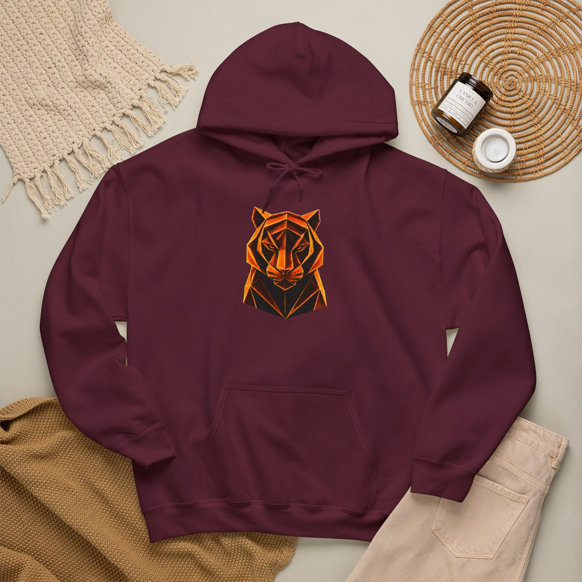 Origami Tiger Hoodie. Inner Power Instinct Sweatshirt