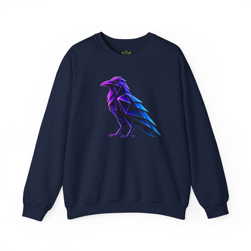 Origami Neon Raven Crewneck Sweatshirt | Mystery Instinct Crewneck Sweatshirt