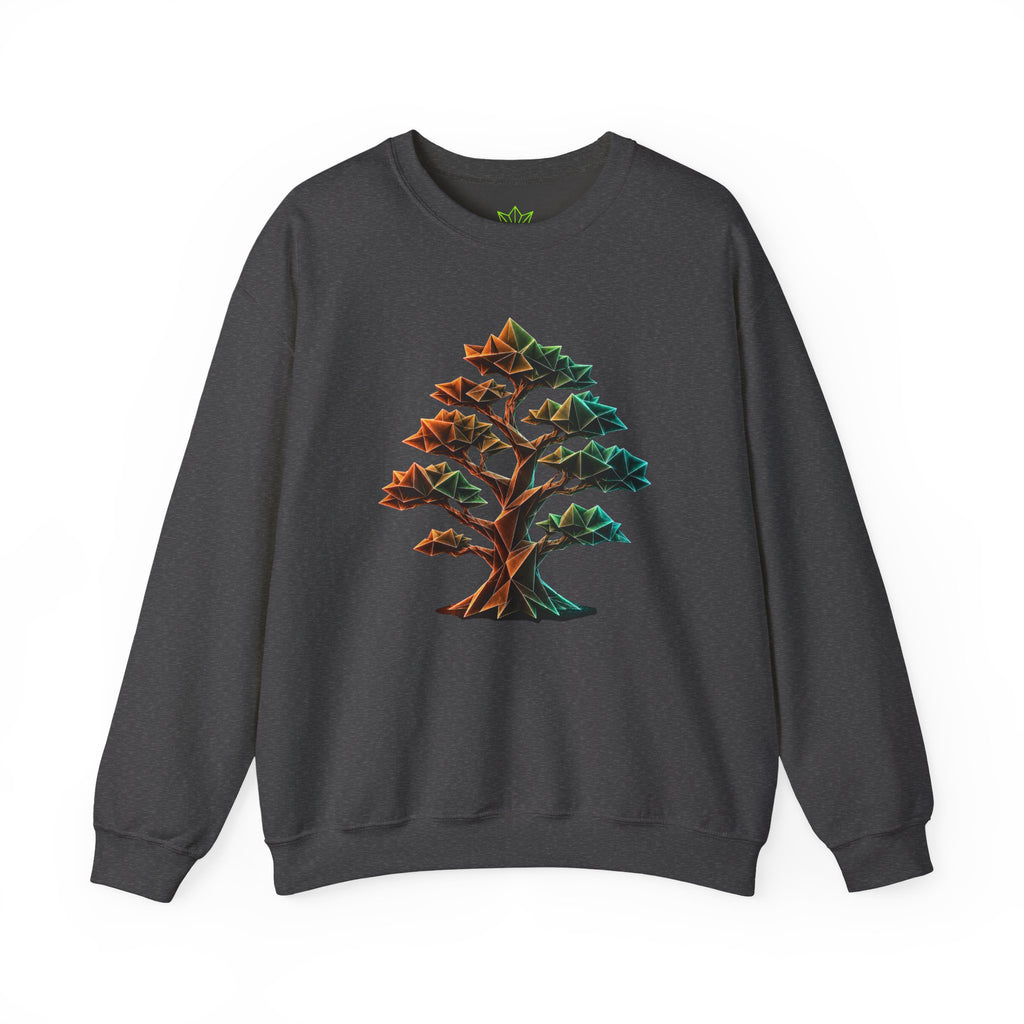 Origami Tree Unisex Heavy Blend™ Crewneck Sweatshirt. Grounding Instinct Sweatshirt