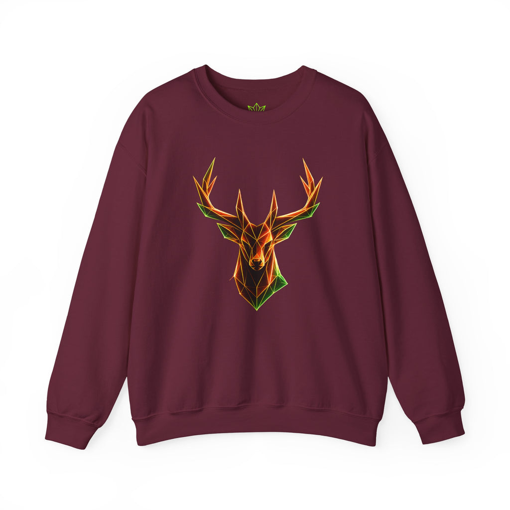Origami Neon Deer Head Sweatshirt. Freedom Instinct Crewneck Sweatshirt