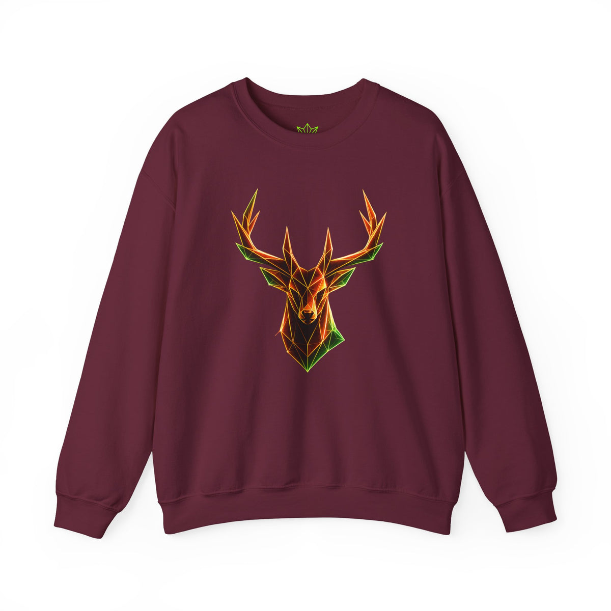 Origami Neon Deer Head Sweatshirt. Freedom Instinct Crewneck Sweatshirt