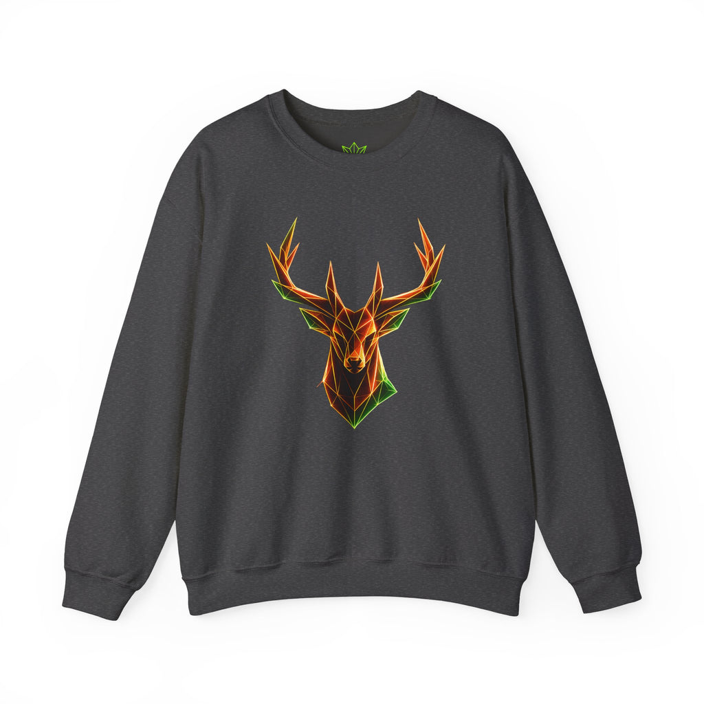 Origami Neon Deer Head Sweatshirt. Freedom Instinct Crewneck Sweatshirt