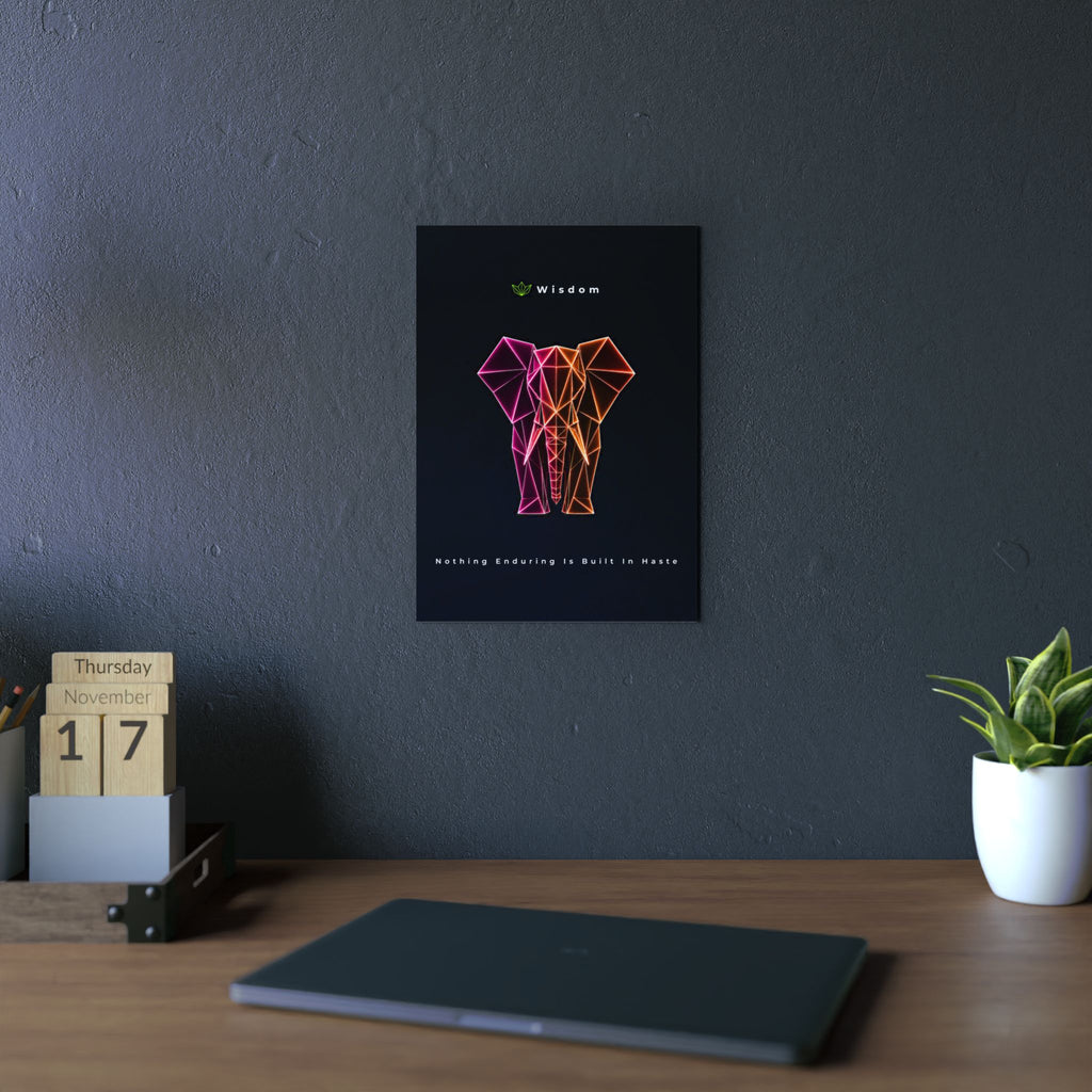 Geometric Neon Elephant Aluminum Composite Panel | Modern Wall Art, Wisdom Quote