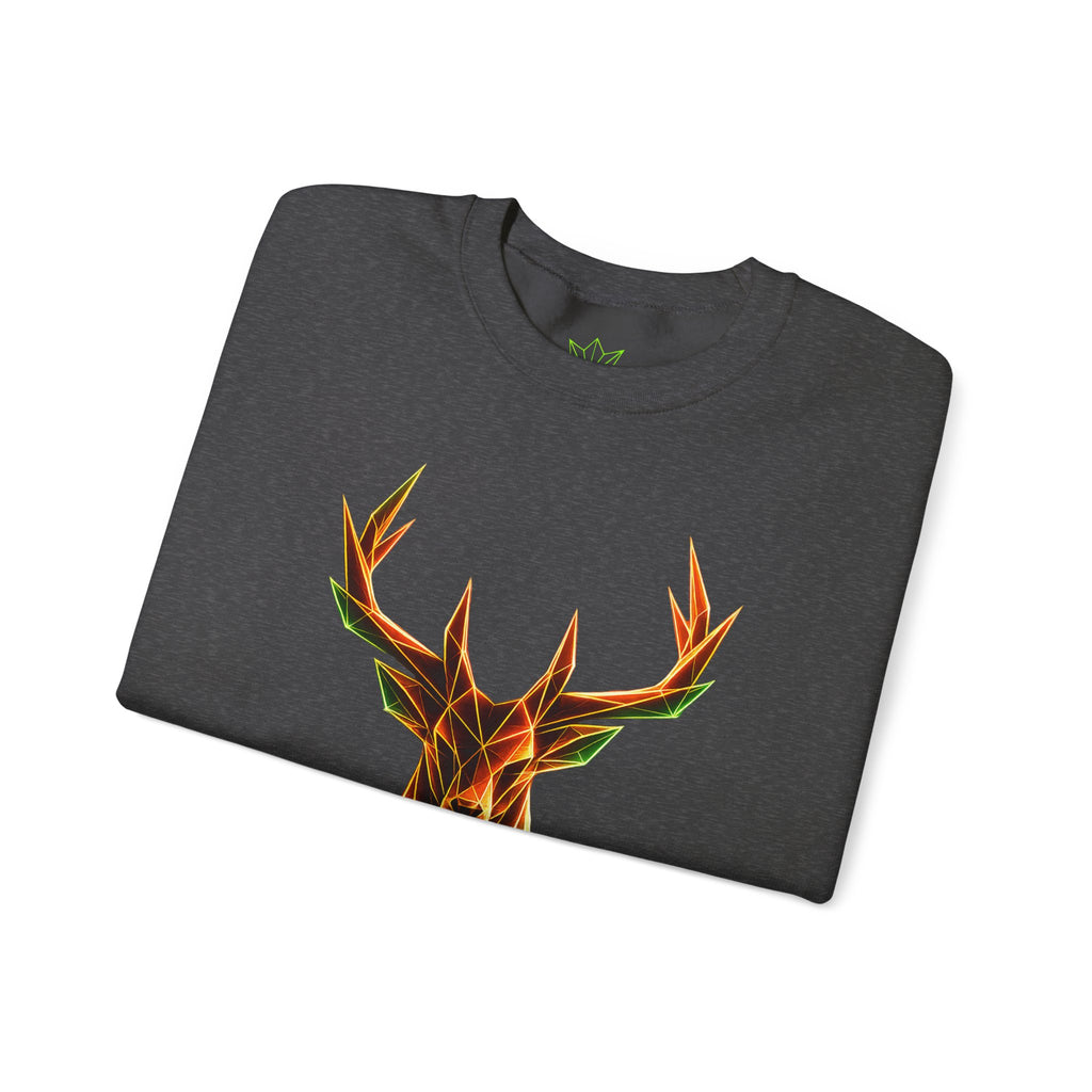 Origami Neon Deer Head Sweatshirt. Freedom Instinct Crewneck Sweatshirt