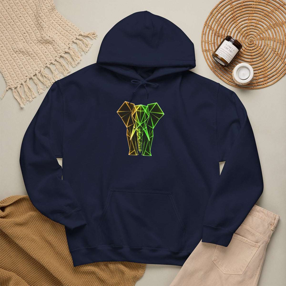 Origami Elephant Hoodie. Wisdom Instinct Sweatshirt