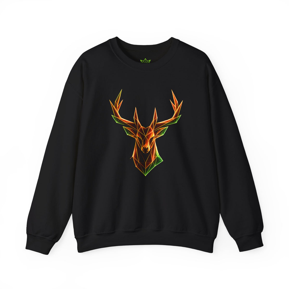 Origami Neon Deer Head Sweatshirt. Freedom Instinct Crewneck Sweatshirt