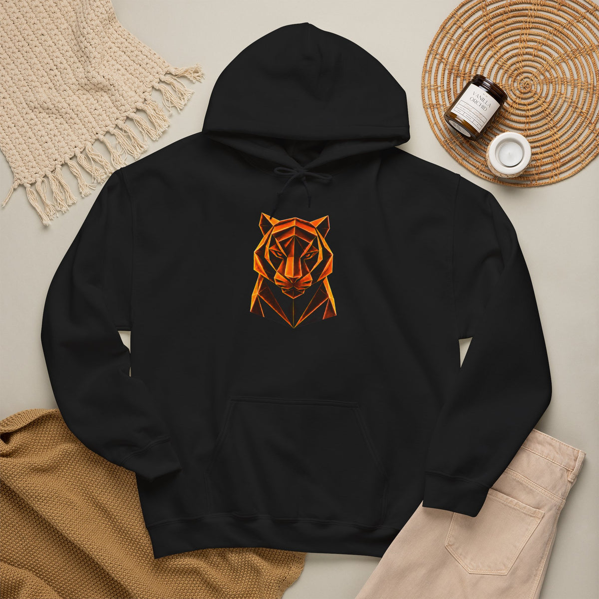 Origami Tiger Hoodie. Inner Power Instinct Sweatshirt