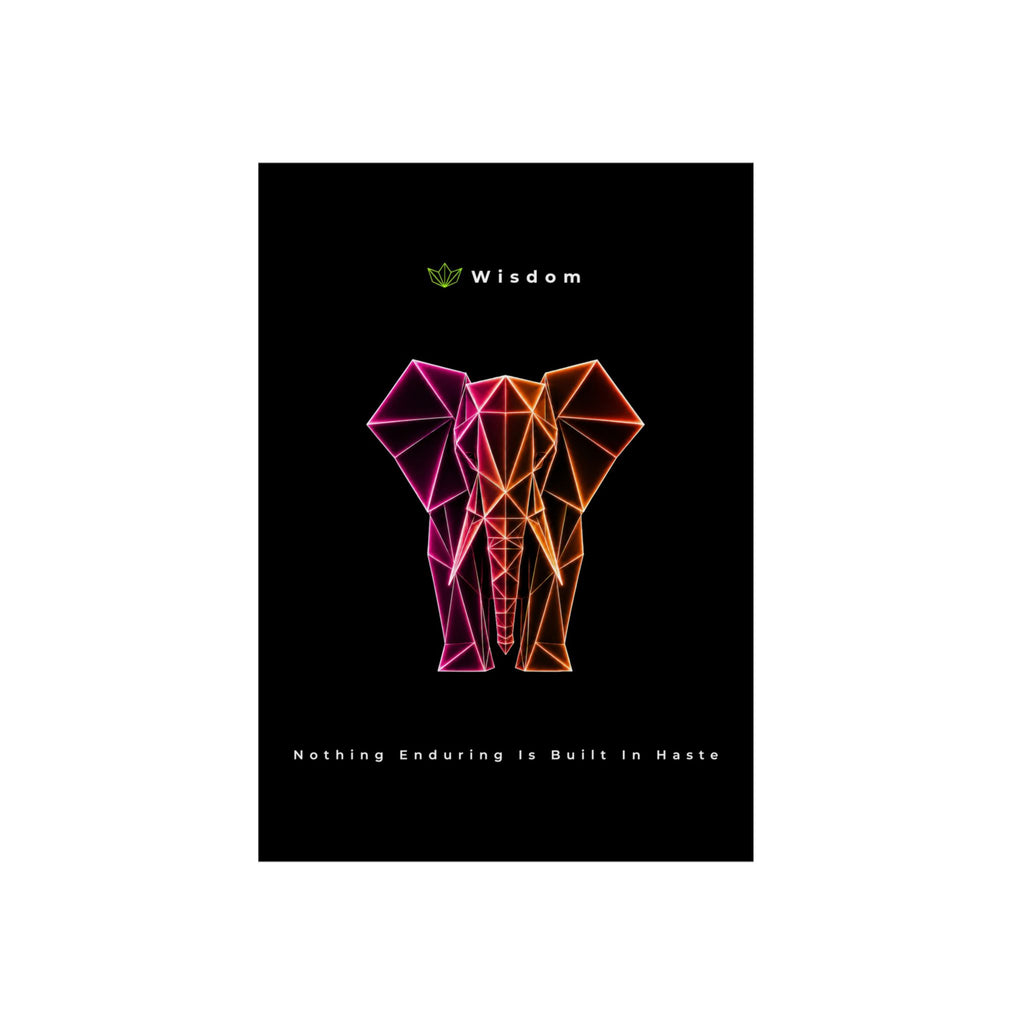 Geometric Neon Elephant Aluminum Composite Panel | Modern Wall Art, Wisdom Quote