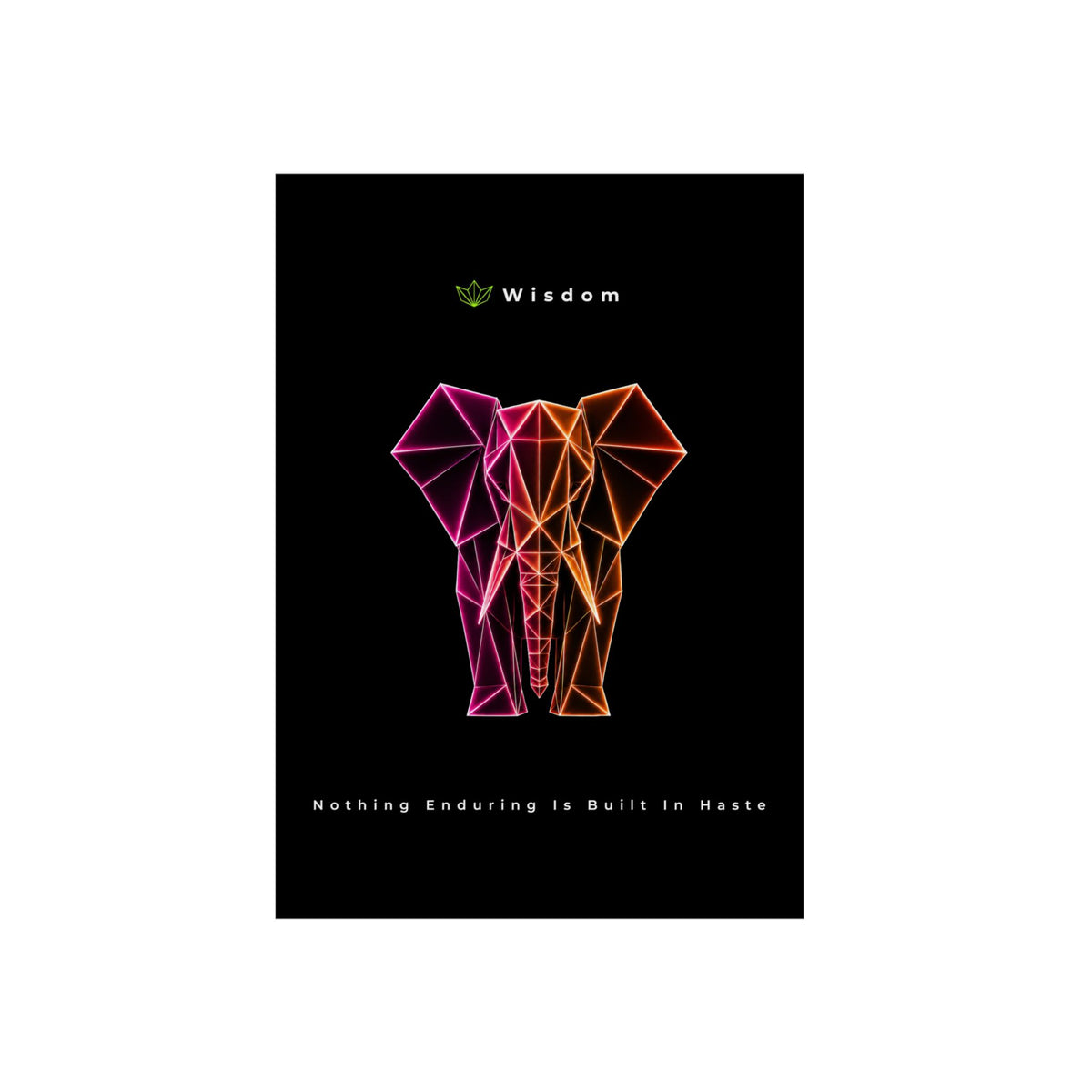 Geometric Neon Elephant Aluminum Composite Panel | Modern Wall Art, Wisdom Quote