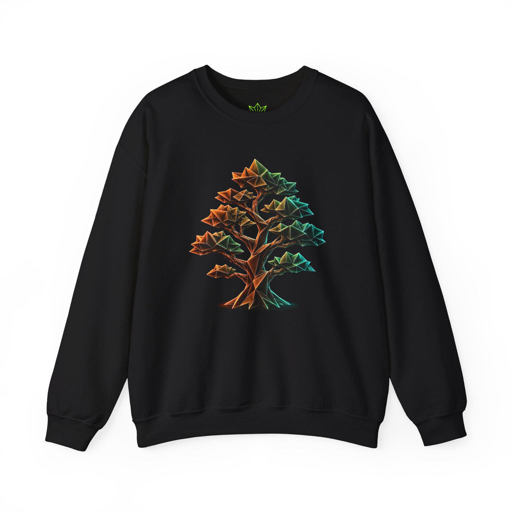 Origami Tree Unisex Heavy Blend™ Crewneck Sweatshirt. Grounding Instinct Sweatshirt