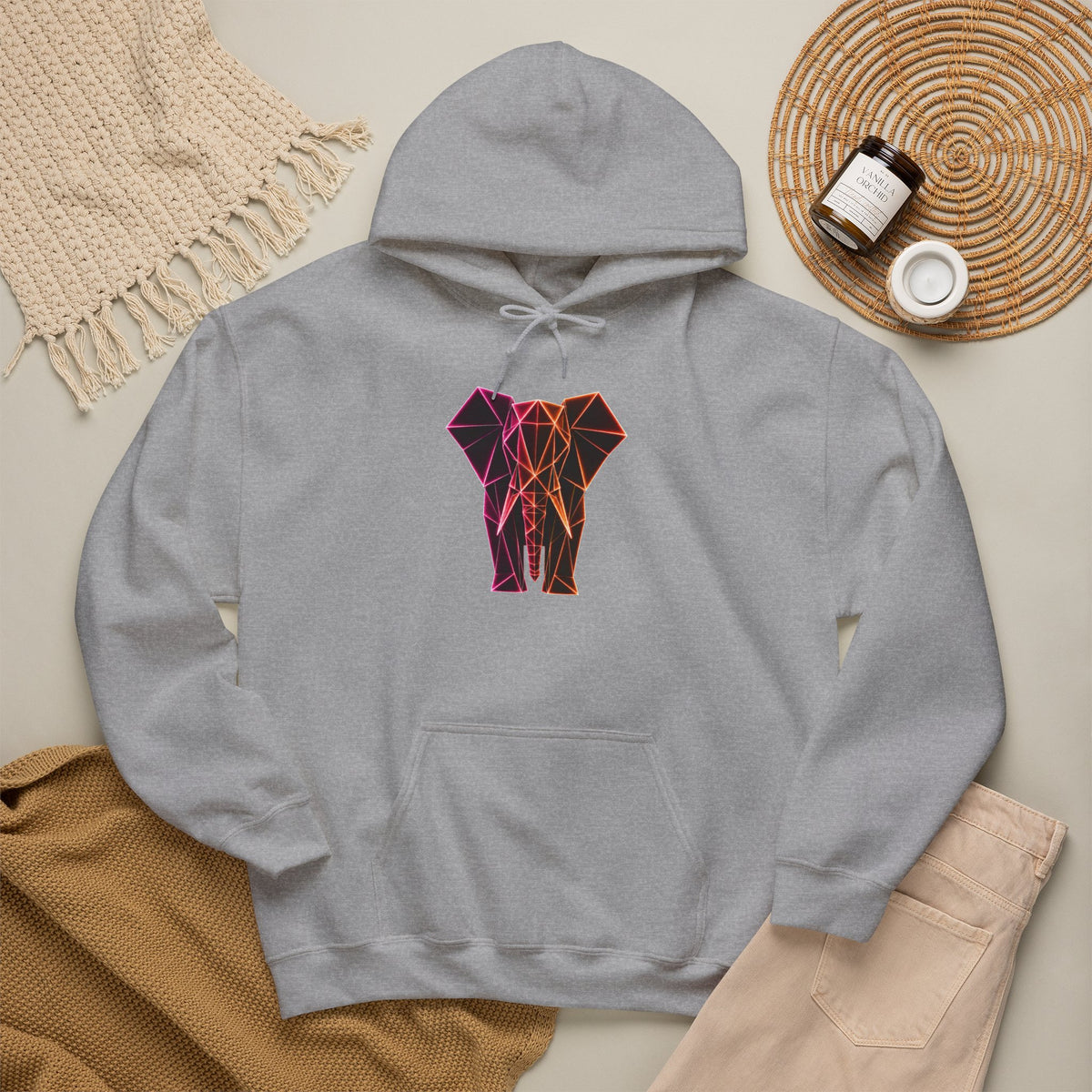 Origami Elephant Hoodie. Wisdom Instinct Sweatshirt