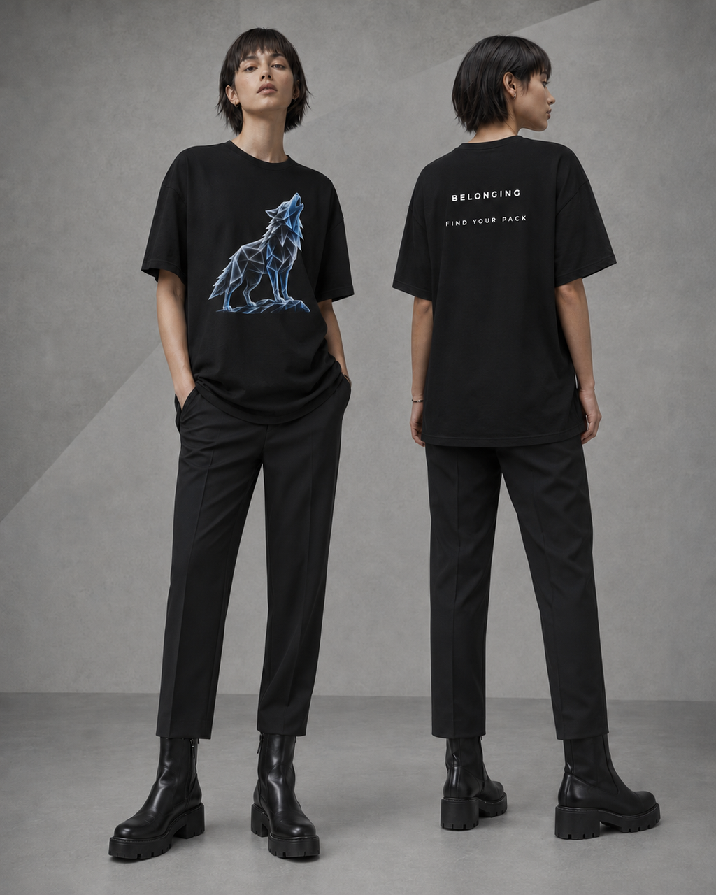 Origami Wolf T-Shirt. Belonging Instinct Tee