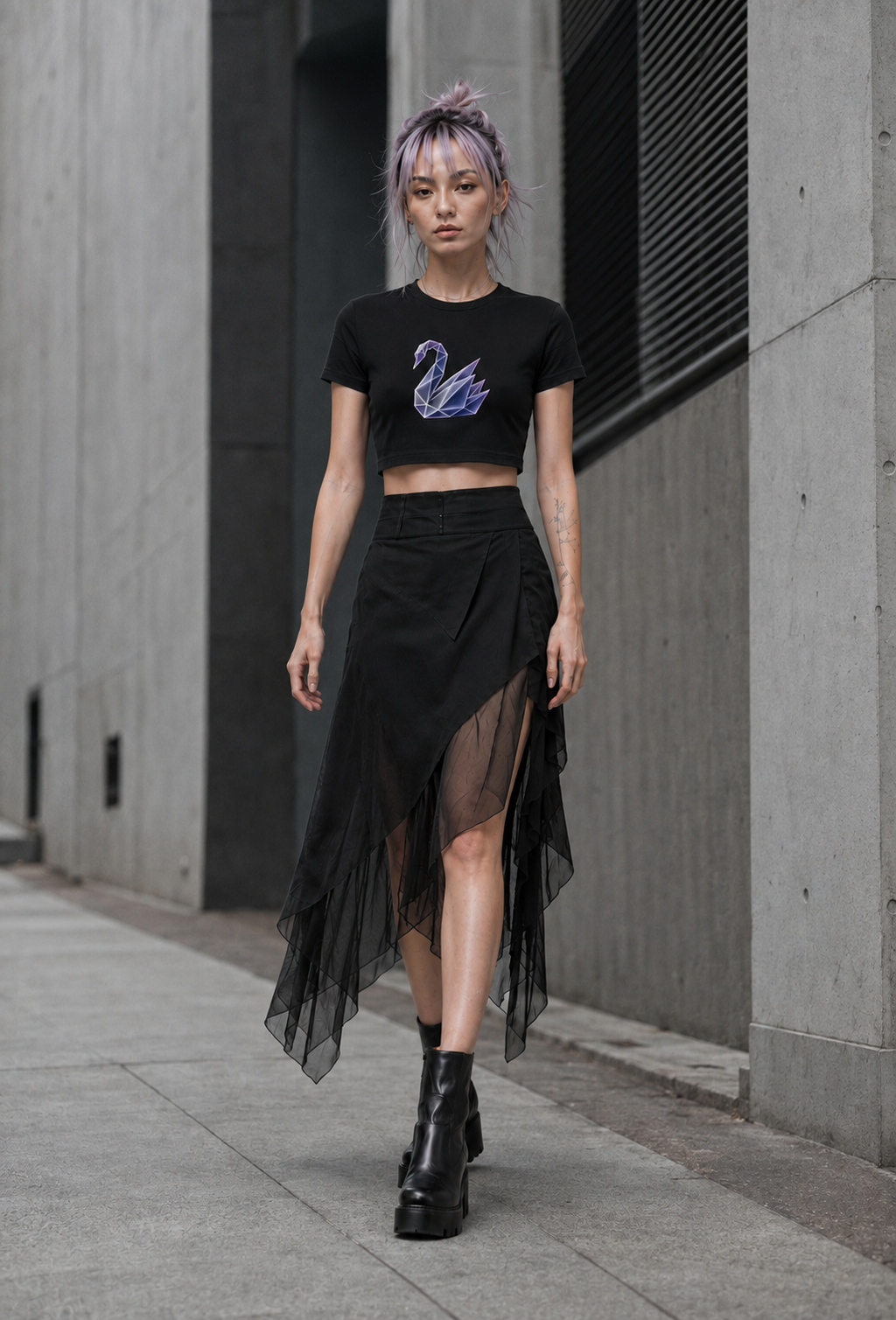 Origami Swan Cropped Tee. Grace Instinct Shirt