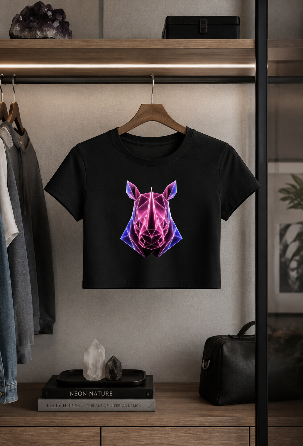 Origami Rhino Tee. Resilience Instinct Cropped Boxy T-Shirt
