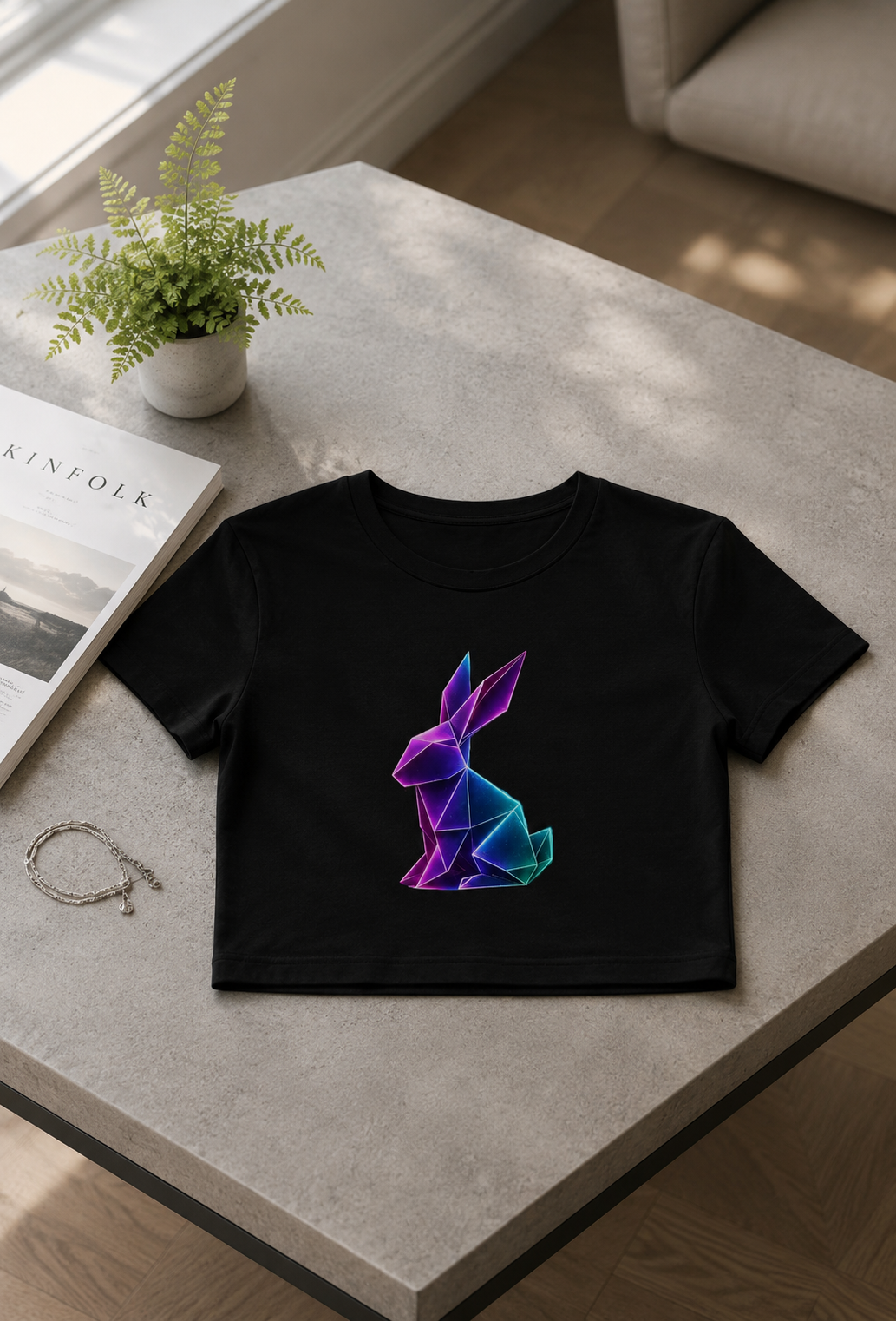 Origami Rabbit Cropped  Shirt. Initiative Instinct Cropped Shirt