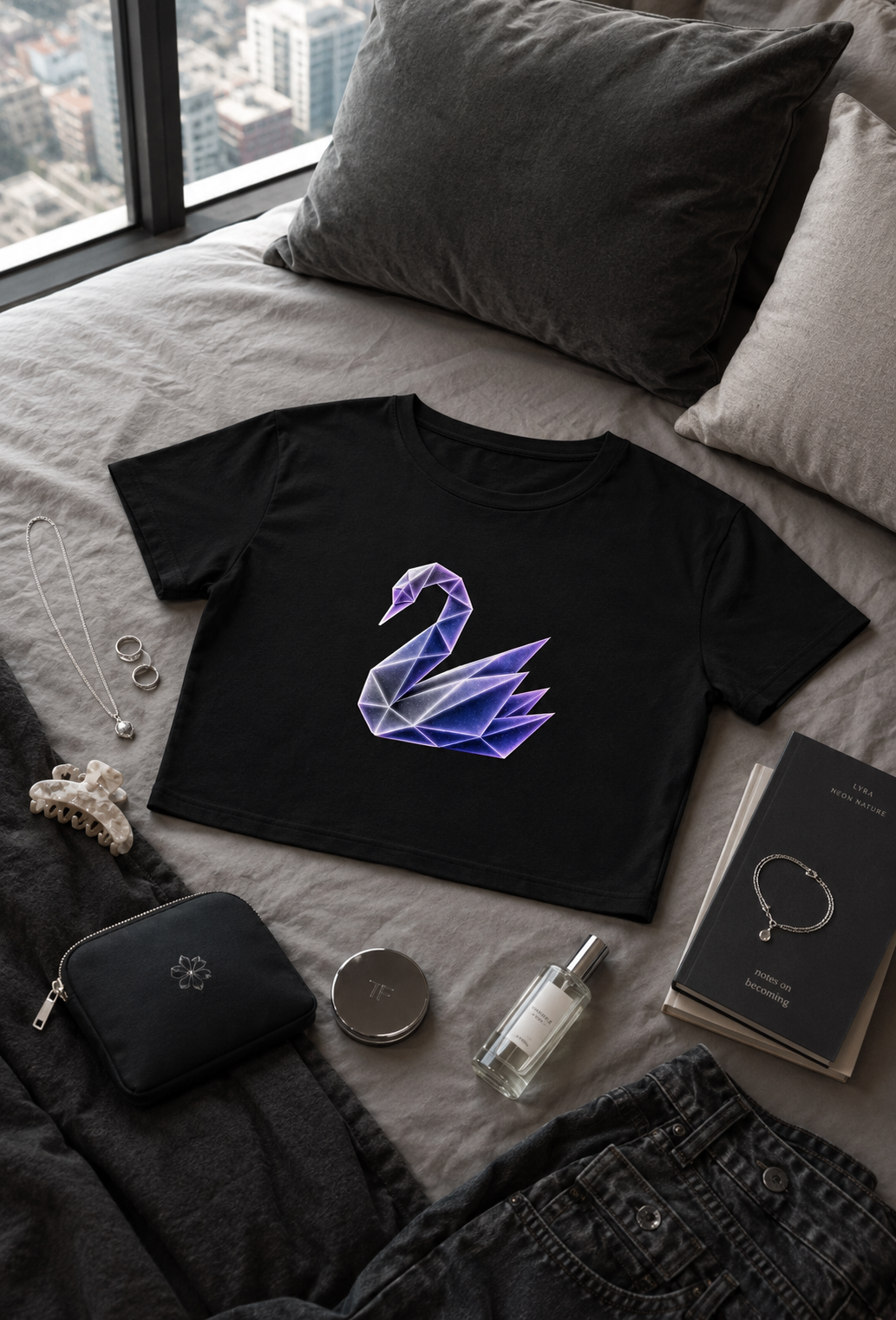 Origami Swan Cropped Tee. Grace Instinct Shirt