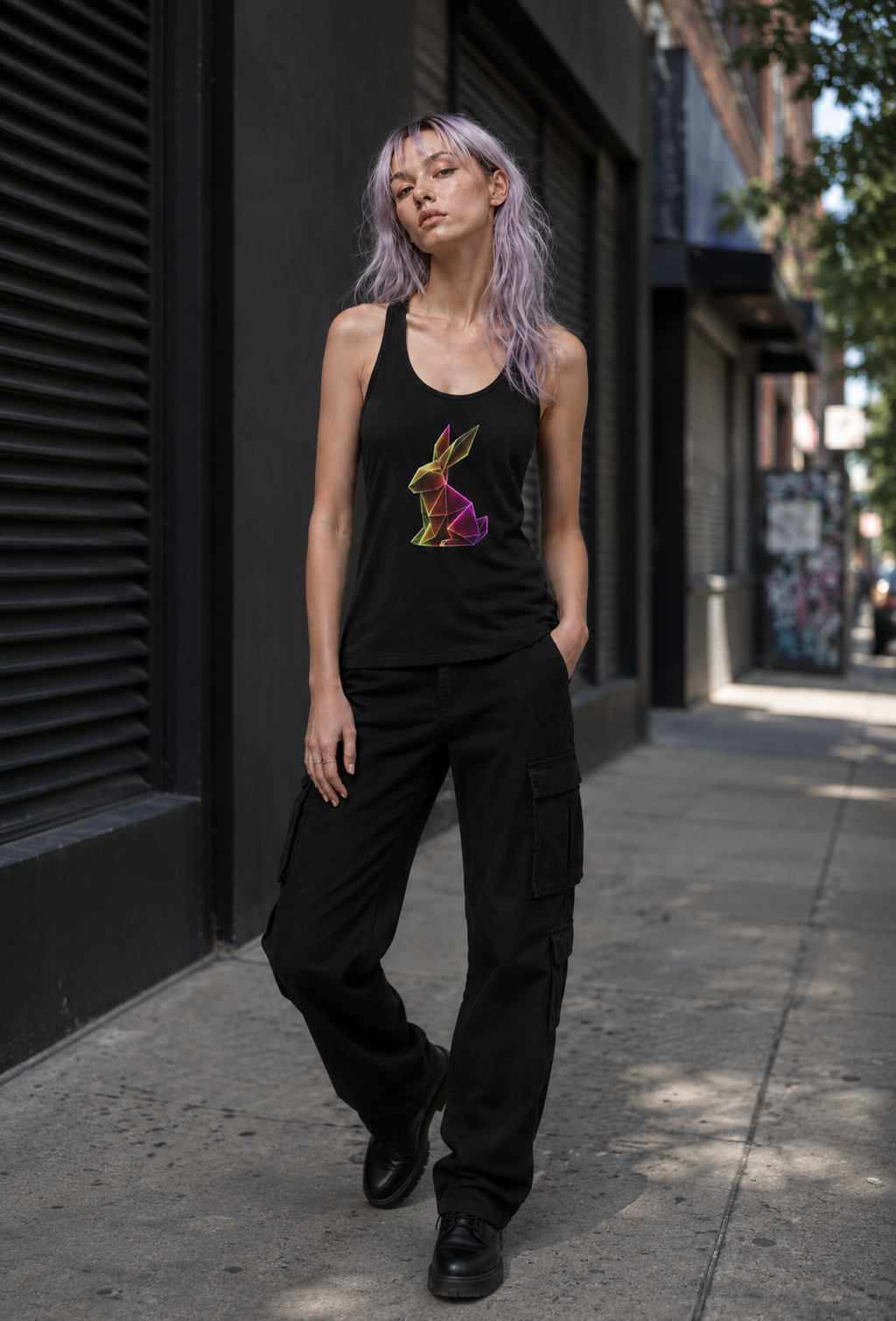 Origami Rabbit Racerback Tank
