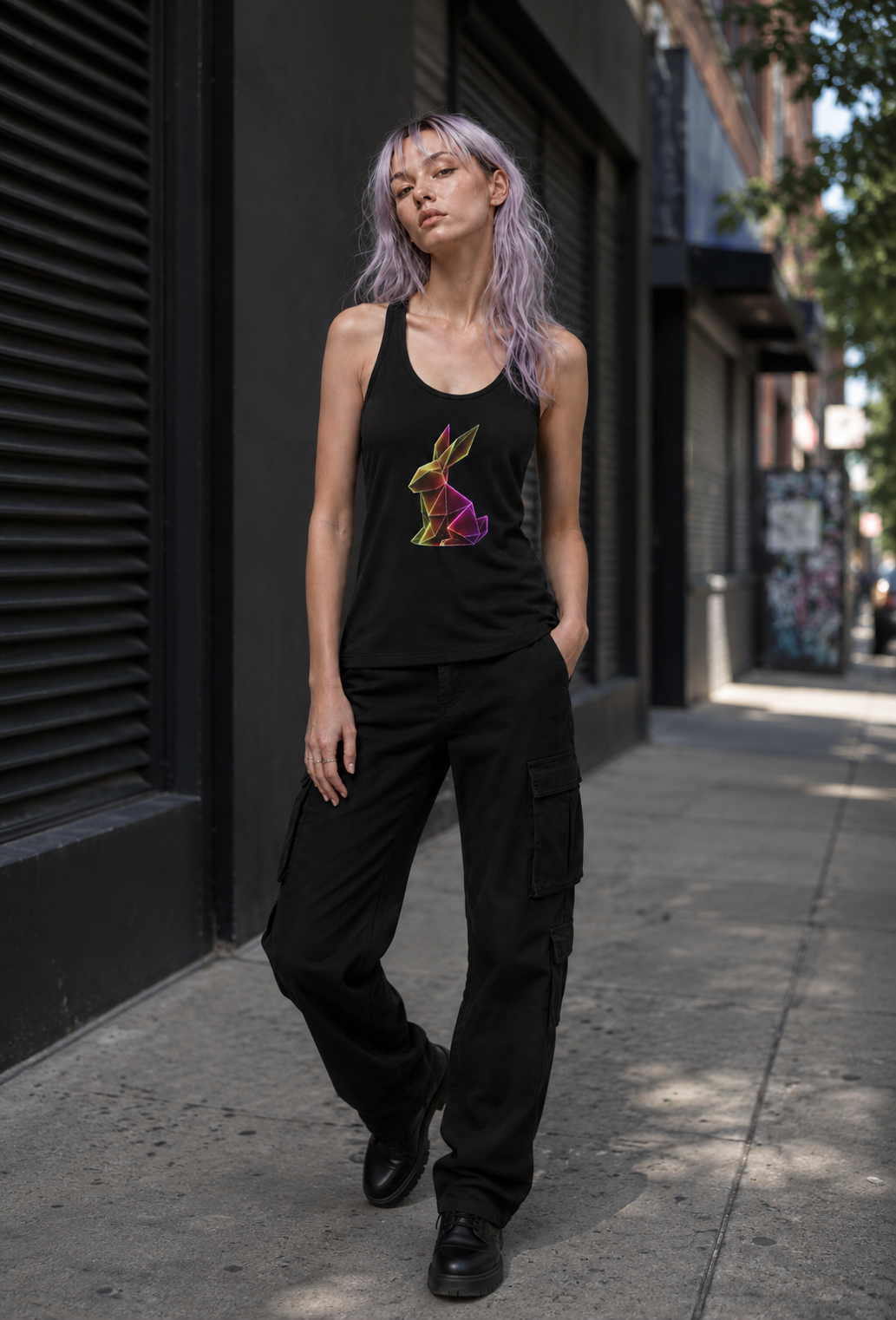 Origami Rabbit Racerback Tank
