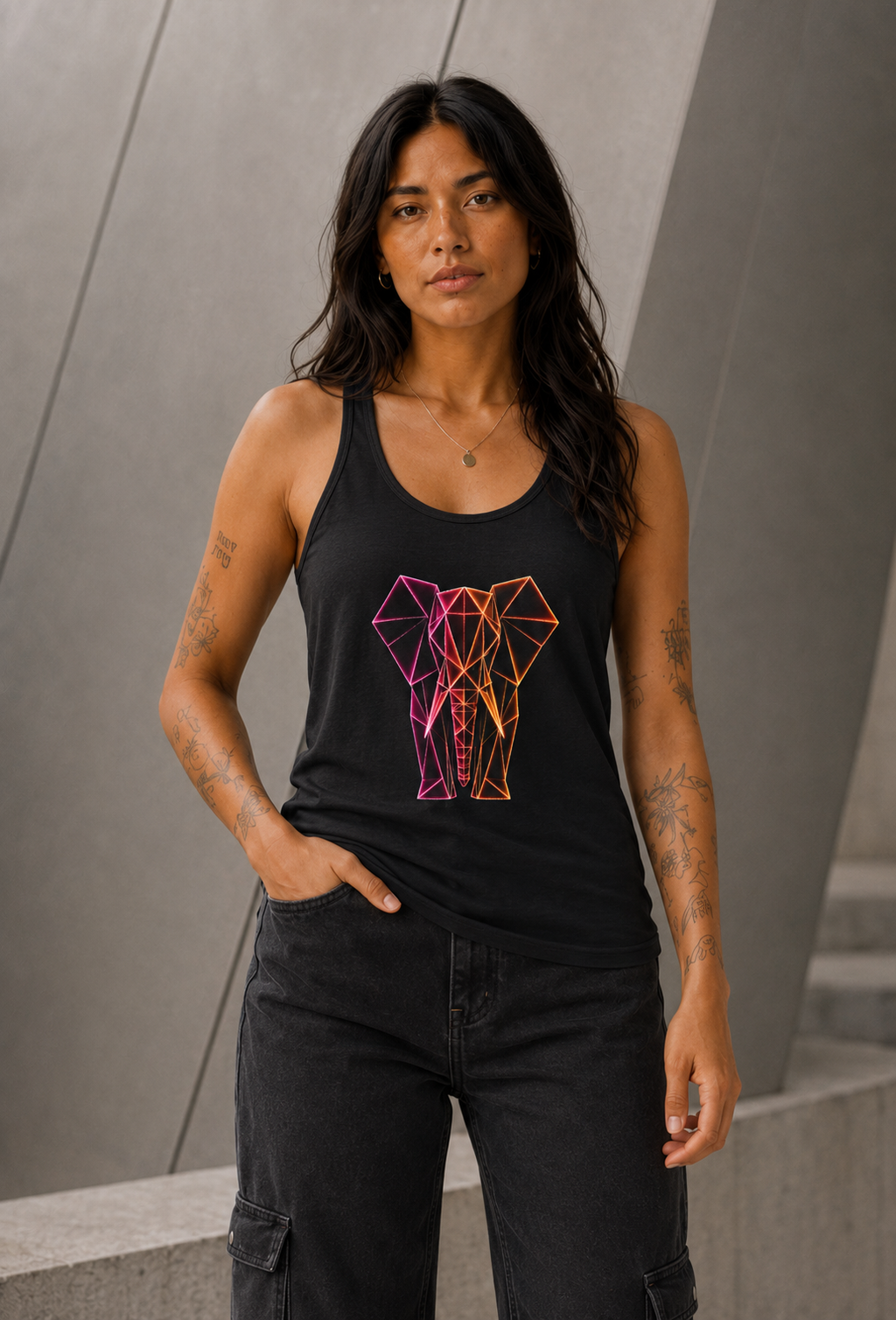 Origami Elephant Racerback Tank. Wisdom Instinct Tank