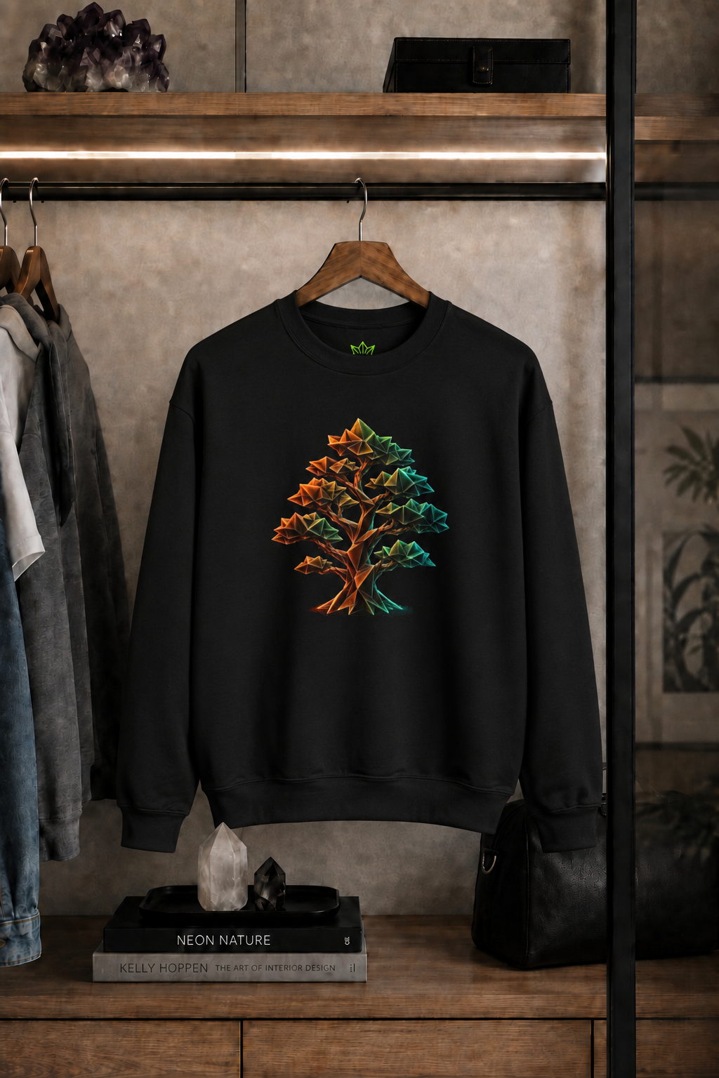 Origami Tree Unisex Heavy Blend™ Crewneck Sweatshirt. Grounding Instinct Sweatshirt