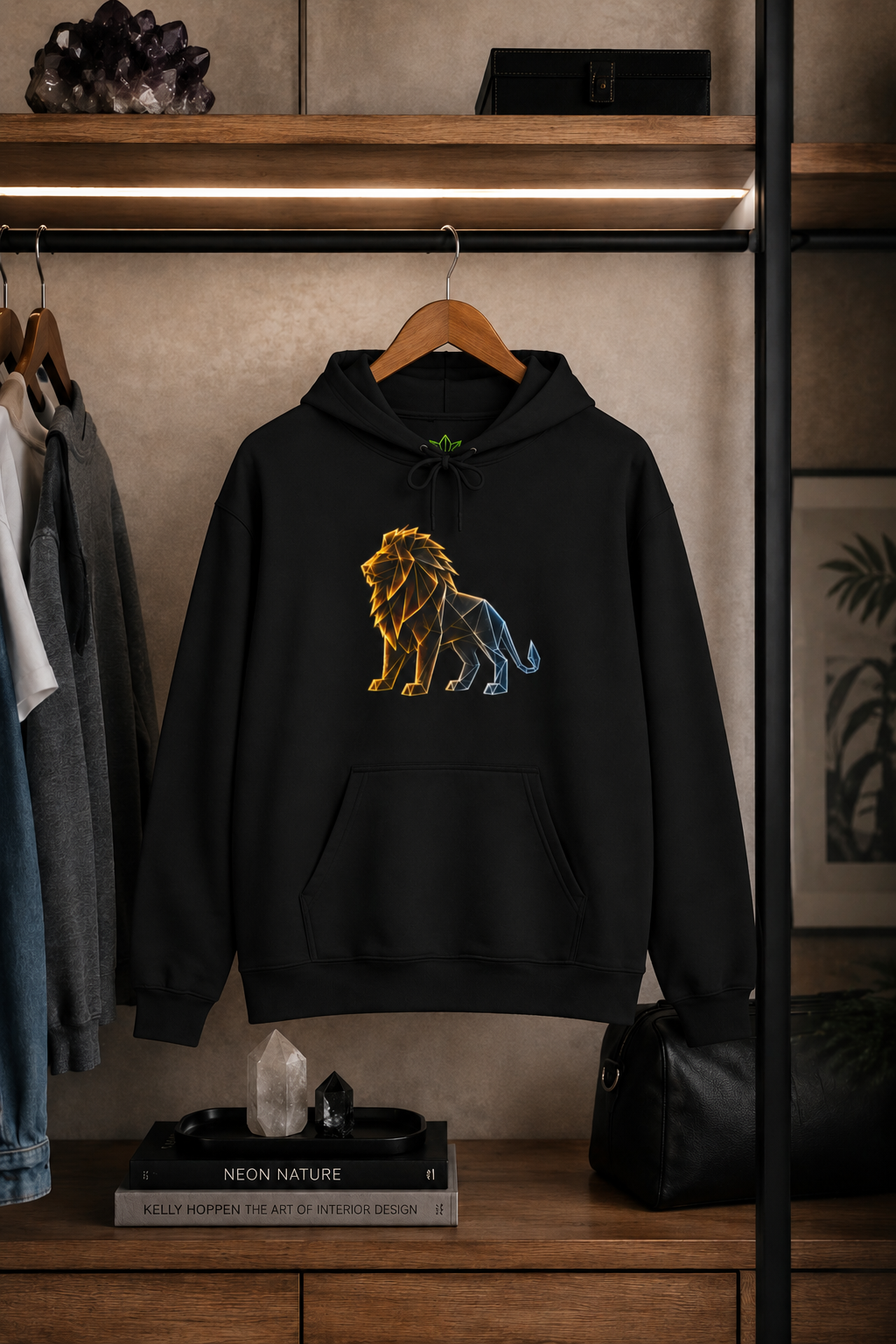 Origami Lion Hoodie. Presence Instinct Sweatshirt