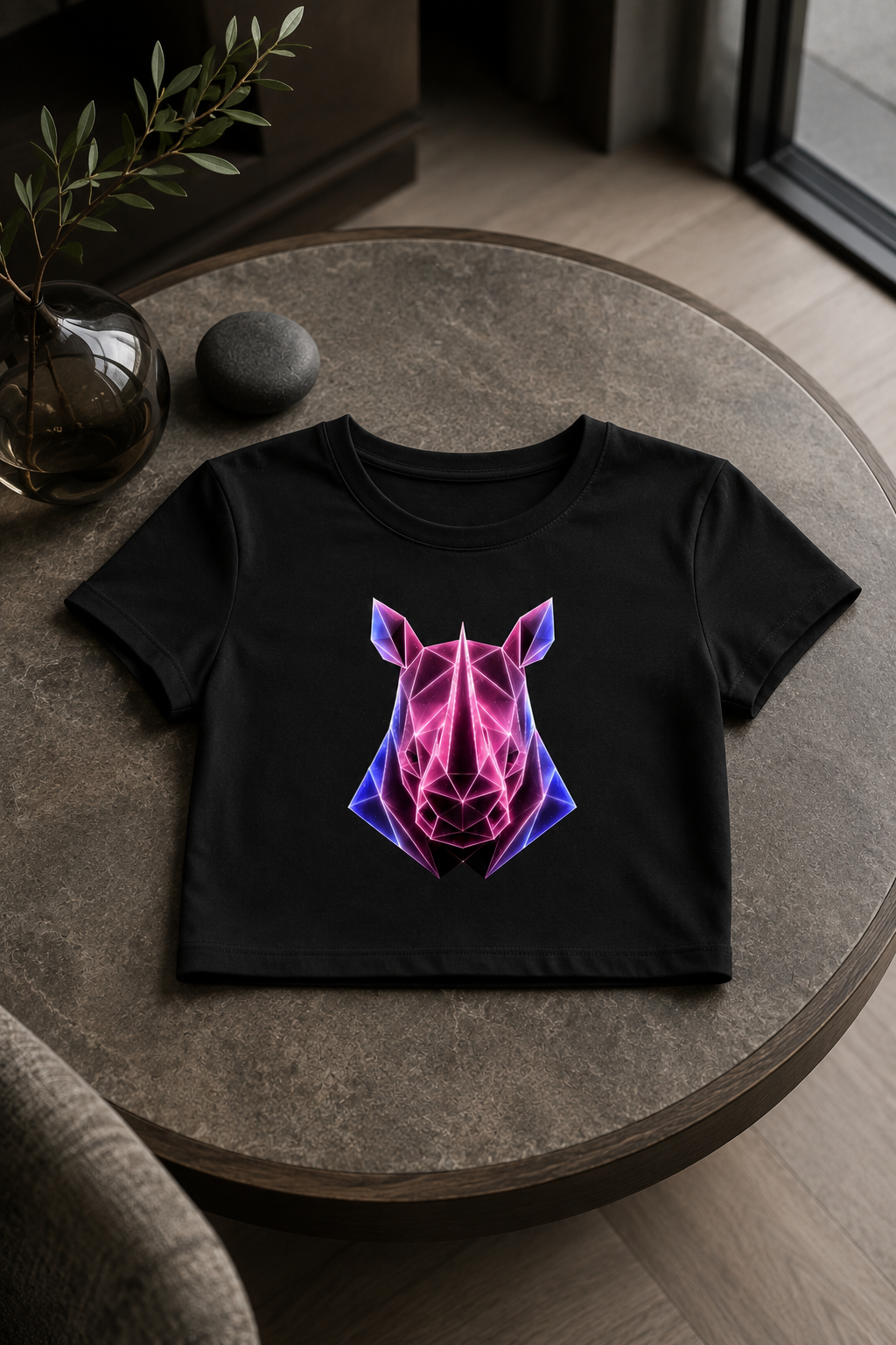 Origami Rhino Tee. Resilience Instinct Cropped Boxy T-Shirt