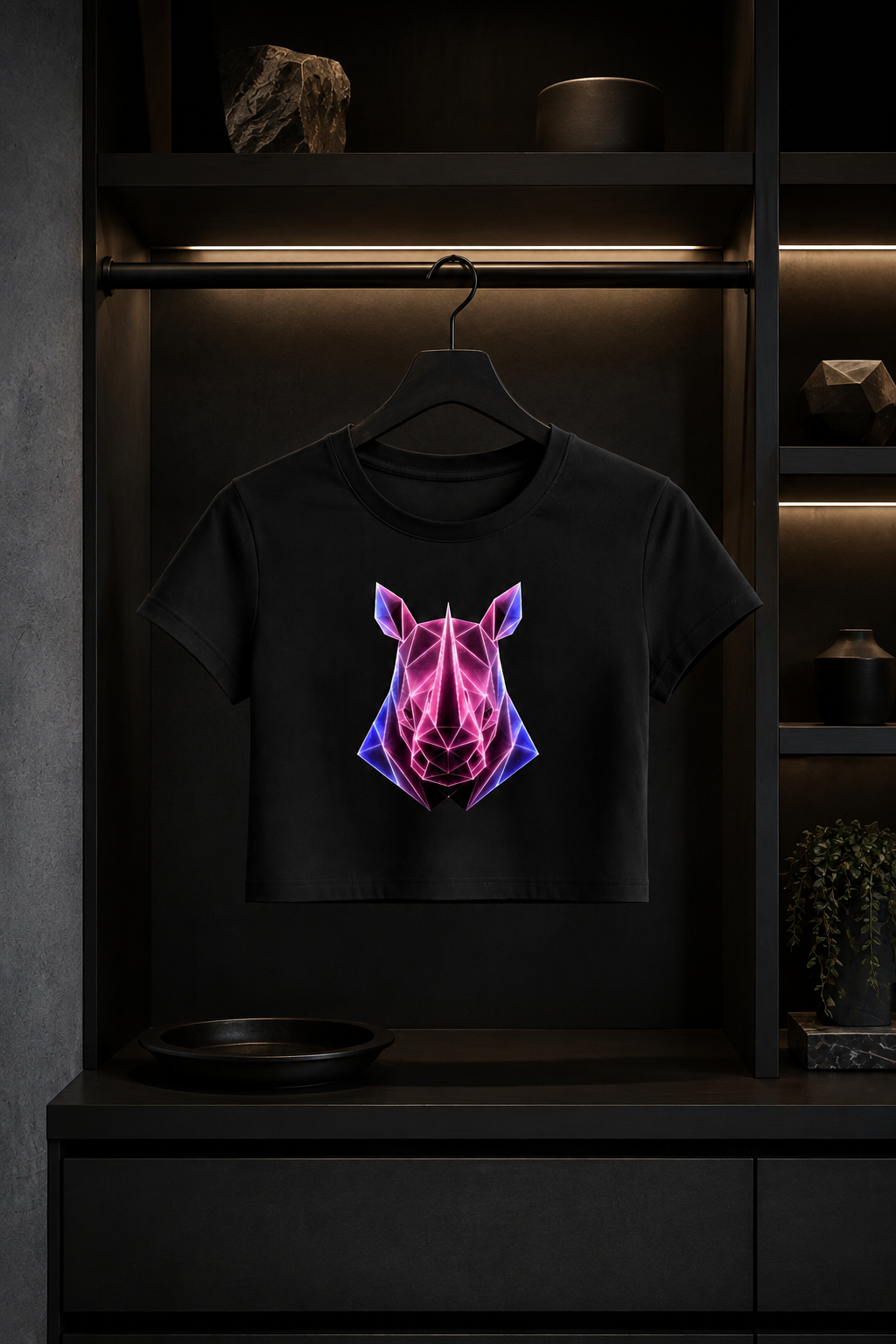 Origami Rhino Tee. Resilience Instinct Cropped Boxy T-Shirt