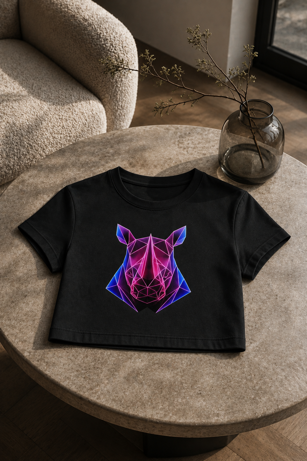 Origami Rhino Tee. Resilience Instinct Cropped Boxy T-Shirt