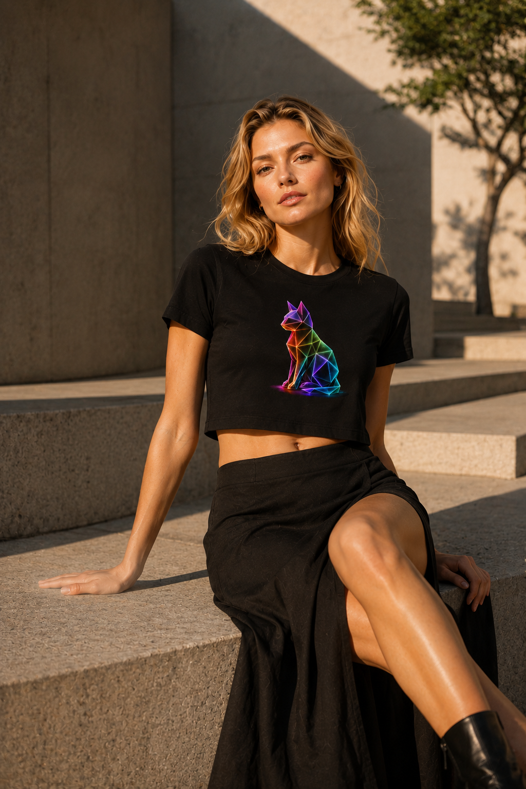 Origami Cat Sitting Tee | Authenticity Instinct Cropped Tee
