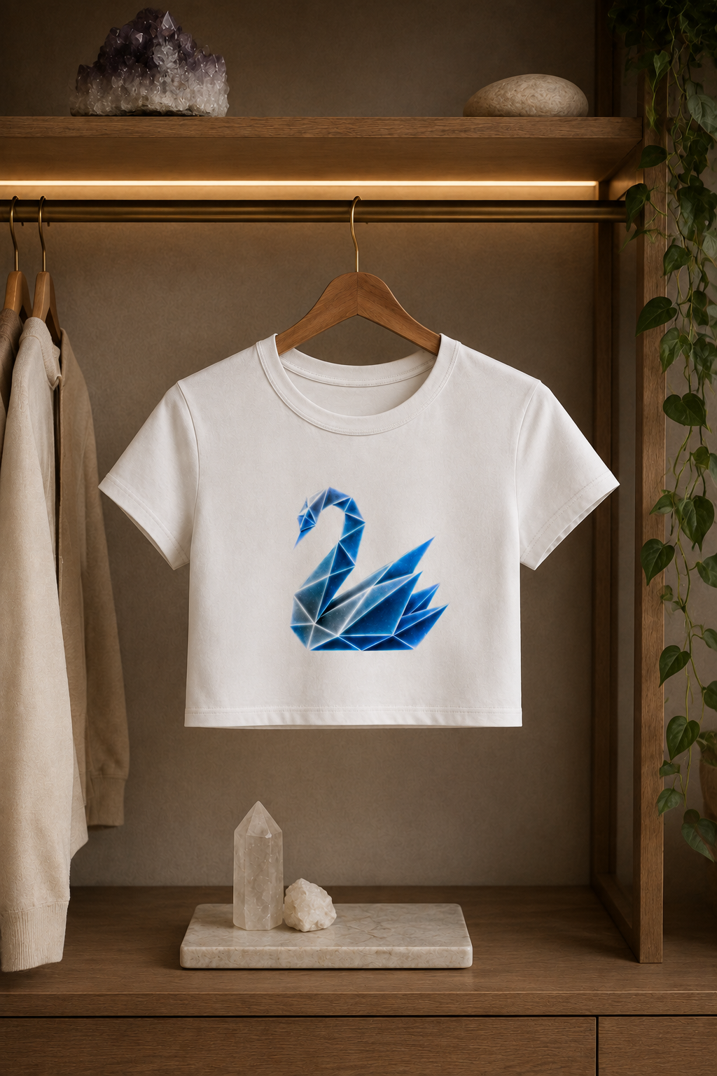 Origami Swan Cropped Tee. Grace Instinct Shirt