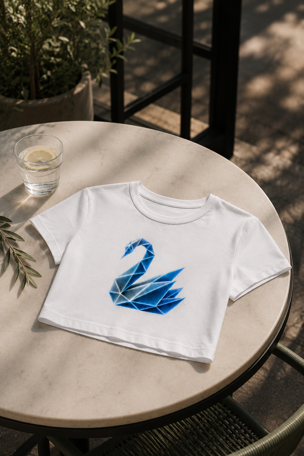Origami Swan Cropped Tee. Grace Instinct Shirt