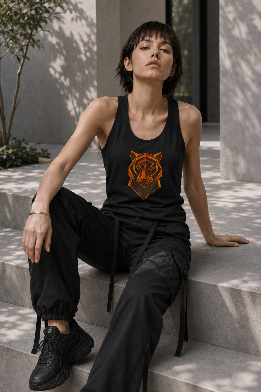 Origami Tiger Head Tank Top. Inner Power Instinct Tank Top